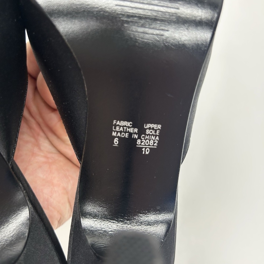 Vintage Parade Y2K Black Rhinestone Stiletto Mule Heels Party Cocktail Size 6 - Picture 13 of 14